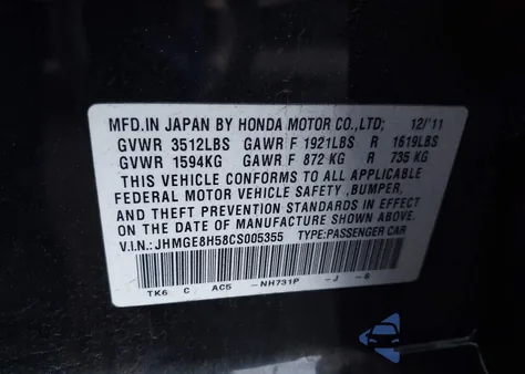 2012 Honda Fit Sport z USA, uszkodzony, nr VIN JHMGE8H58CS005355